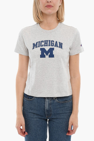 Crew-neck T-Shirt with Contrasting Print