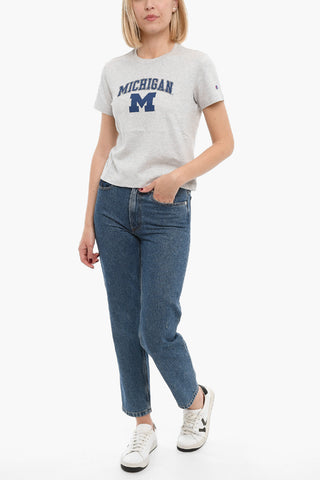 Crew-neck T-Shirt with Contrasting Print