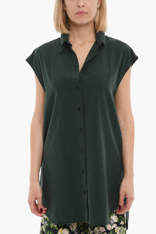 Short Sleeve Silk Long Shirt