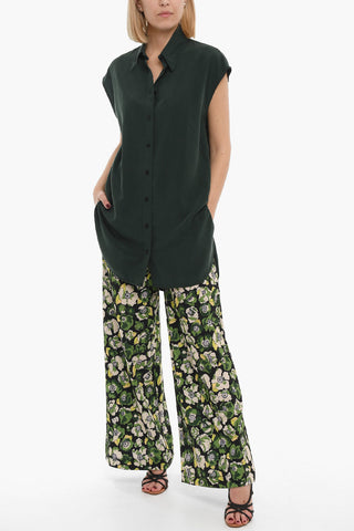 Short Sleeve Silk Long Shirt