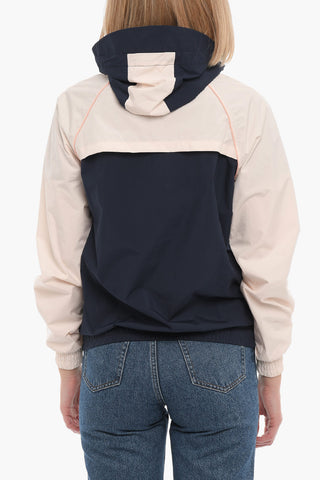 Two-Tone Anorak Jacket with Hood and Front Pocket