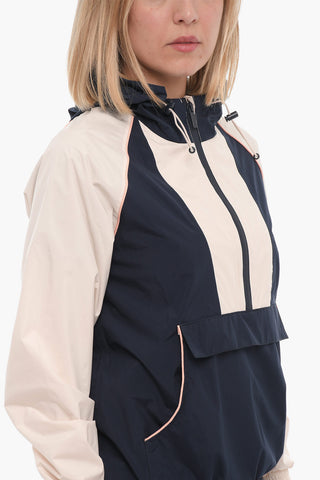 Two-Tone Anorak Jacket with Hood and Front Pocket