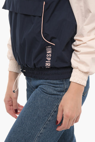 Two-Tone Anorak Jacket with Hood and Front Pocket