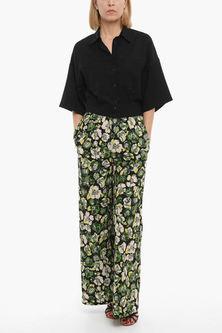 Camicia Crop in Gabardine di Cotone con Doppio Taschino