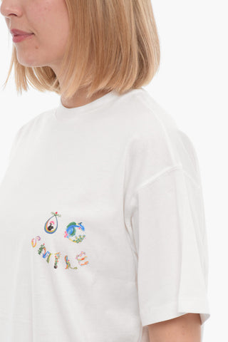 Crew-neck T-Shirt with Contrasting Print