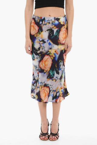 Patterned Pencil Skirt with Side Zip