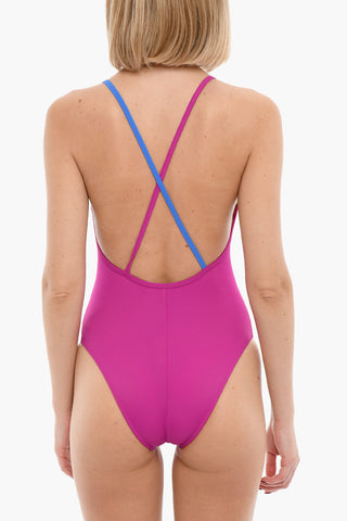 EMPORIO V-Neck One-Piece Swimsuit with Printed Logo