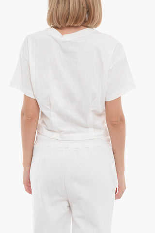 Solid Color Crew-neck Cropped T-Shirt