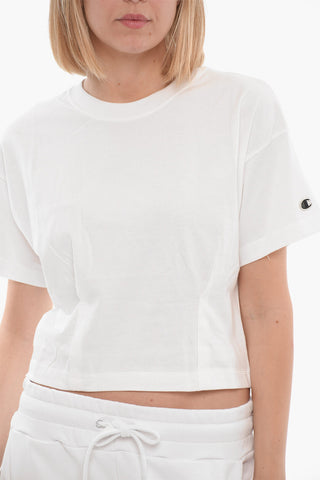 Solid Color Crew-neck Cropped T-Shirt