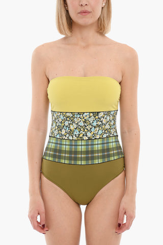 Patterned GARDEN MAILLOT Strapless One-Piece Swimsuit