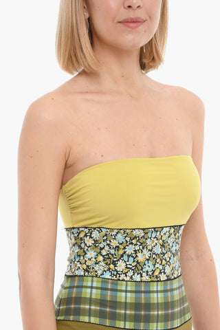 Patterned GARDEN MAILLOT Strapless One-Piece Swimsuit