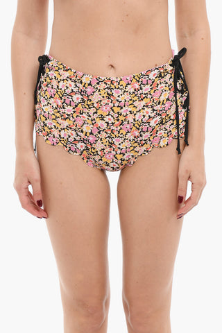 Reversible PALM SPRINGS High Waisted Bikini Bottom with Lace-up Details
