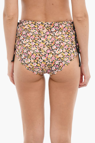 Reversible PALM SPRINGS High Waisted Bikini Bottom with Lace-up Details