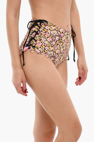 Reversible PALM SPRINGS High Waisted Bikini Bottom with Lace-up Details