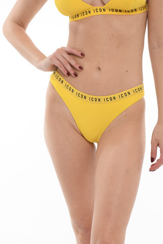ICON Solid Color Bikini Bottom with Logoed Elastic Band