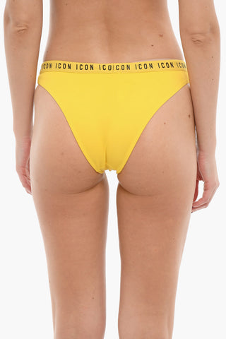 ICON Solid Color Bikini Bottom with Logoed Elastic Band