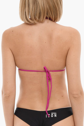 ICON Top Bikini a Triangolo con Logo Stampato a Contrasto