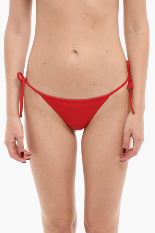 ICON Slip Bikini in Tinta Unita con Laccetti Laterali e Logo Stampato