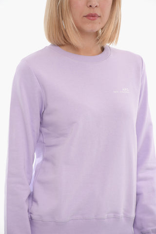 Brushed Cotton Crew-neck Sweatshirt with Printed Logo