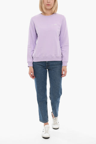 Brushed Cotton Crew-neck Sweatshirt with Printed Logo