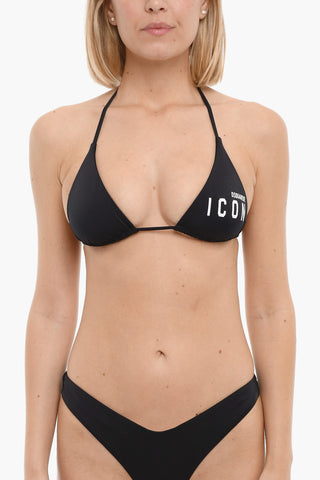 ICON Top Bikini a Triangolo con Logo Stampato a Contrasto
