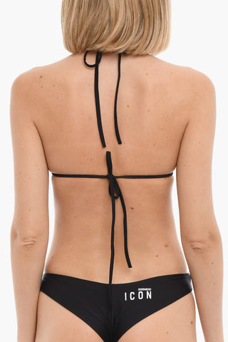 ICON Top Bikini a Triangolo con Logo Stampato a Contrasto