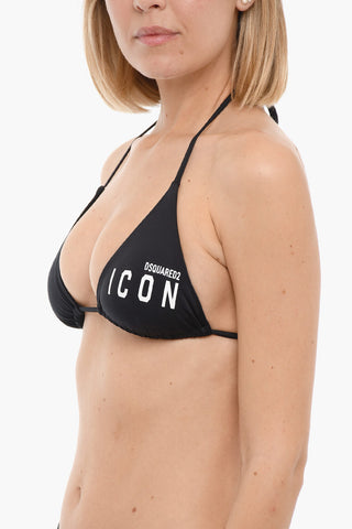 ICON Top Bikini a Triangolo con Logo Stampato a Contrasto
