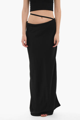 Satin KUIPER Pencil Longuette Skirt with Side Slit