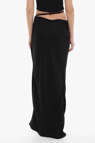 Satin KUIPER Pencil Longuette Skirt with Side Slit