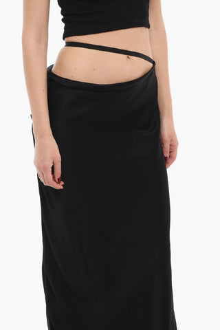 Satin KUIPER Pencil Longuette Skirt with Side Slit