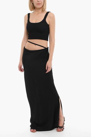 Satin KUIPER Pencil Longuette Skirt with Side Slit
