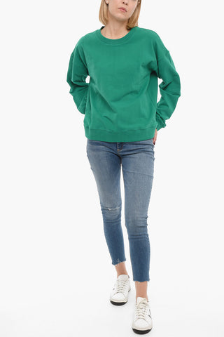 Fleeced-Cotton WADE Crew-Neck Sweatshirt with Embossed Logo