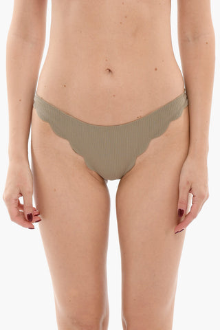 Slip Bikini in Tinta Unita con Bordo Smerlato