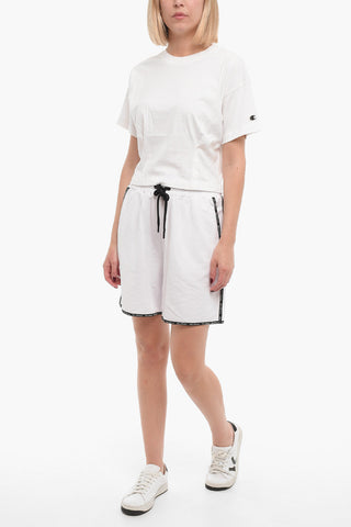 LOVE Cotton Blend Shorts with Logoed Contrasting Edges
