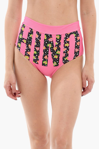 SWIM High Waist Bikini Bottom with Maxi Print Logo