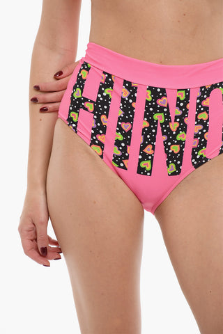 SWIM High Waist Bikini Bottom with Maxi Print Logo