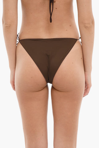 Einfarbiger Bikini-Slip mit seitlichen Bändern