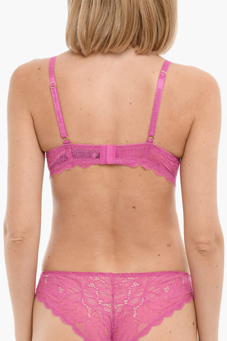 EMPORIO Solid Color Lace Bra with Golden Logo