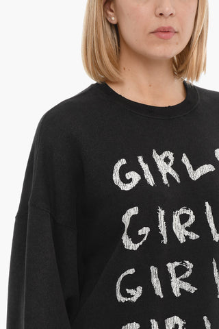 Felpa Girocollo Oversize Stampata sul Fronte