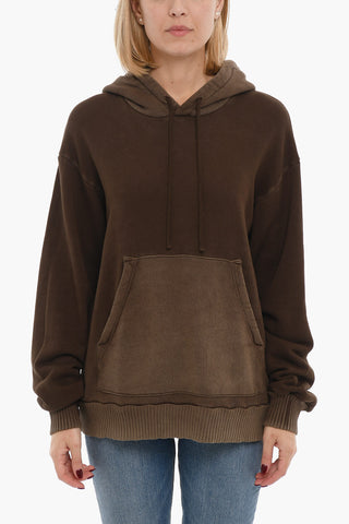 Brushed Cotton Hoodie with Ribbed Edges