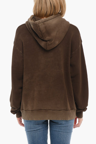 Brushed Cotton Hoodie with Ribbed Edges