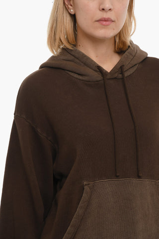 Brushed Cotton Hoodie with Ribbed Edges