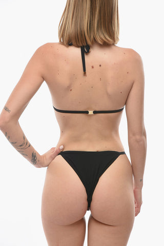 Triangle Bra Bikini Set with Metal Logo Detail