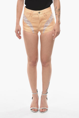 Cut High-waisted NEIDA Shorts with Embroidery