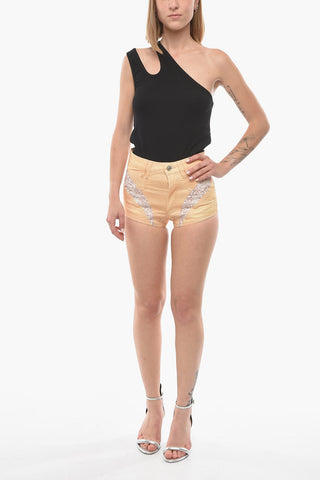 Cut High-waisted NEIDA Shorts with Embroidery