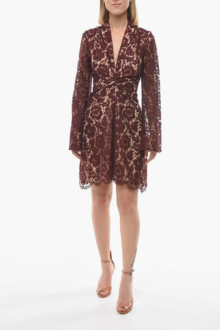 Lace Dress with V-Neck and Back Zip