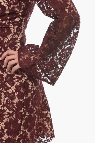 Lace Dress with V-Neck and Back Zip