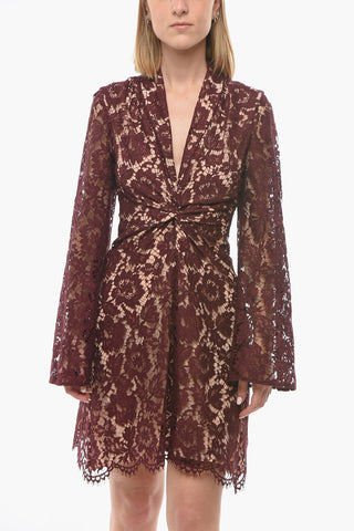 Lace Dress with V-Neck and Back Zip