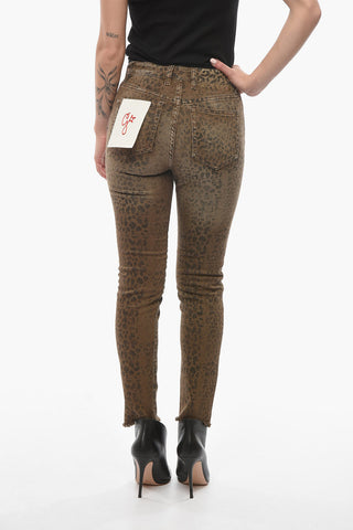 Jeans Skinny DEENA con Motivo Animalier Allover e Logo Patch sul Retro 14cm