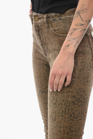 Jeans Skinny DEENA con Motivo Animalier Allover e Logo Patch sul Retro 14cm